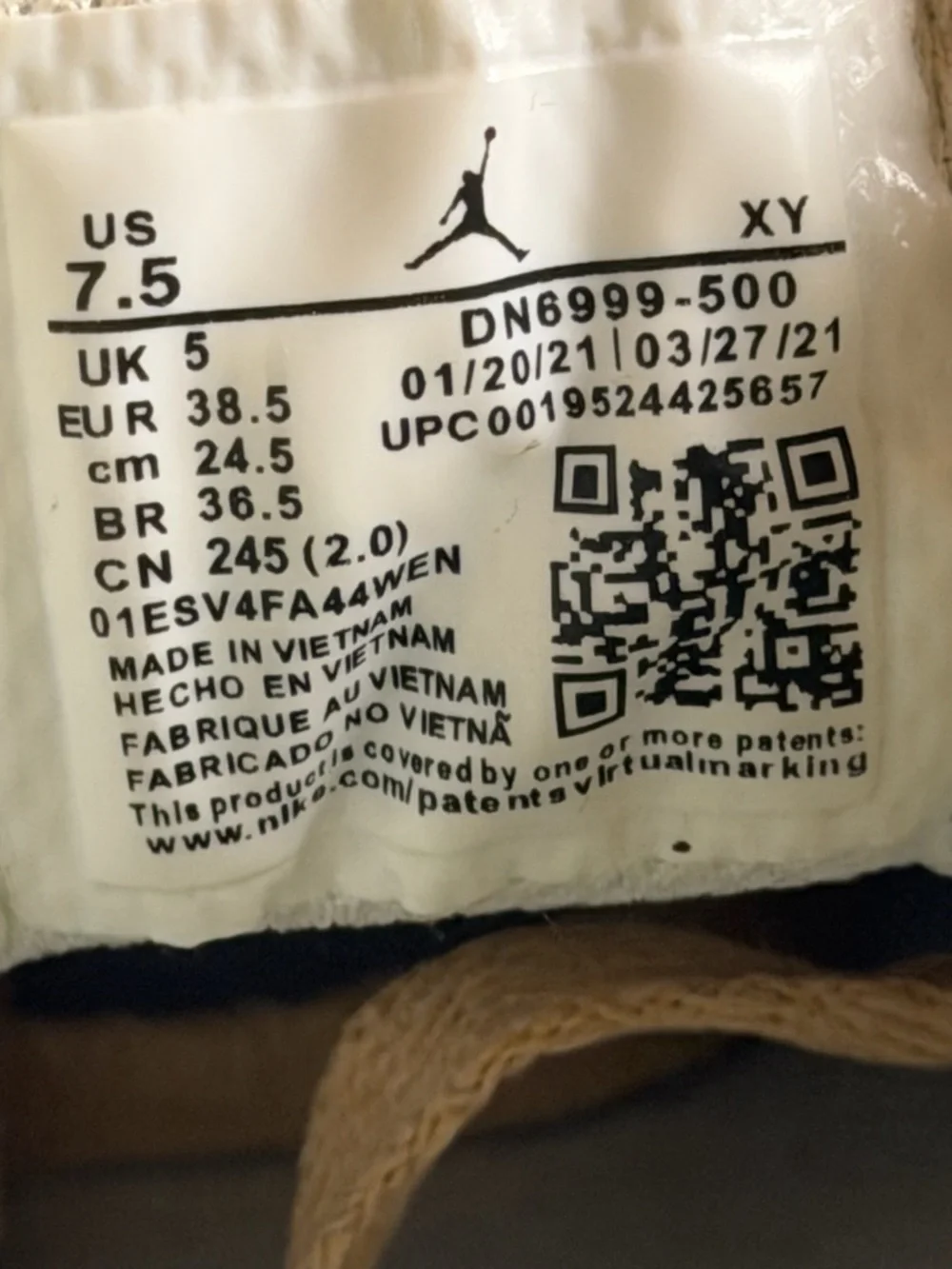 Air Jordan 1 Low ‘Hemp White’ Women’s‎ Size 7.5 DN6999-500 Shoes Sneakers